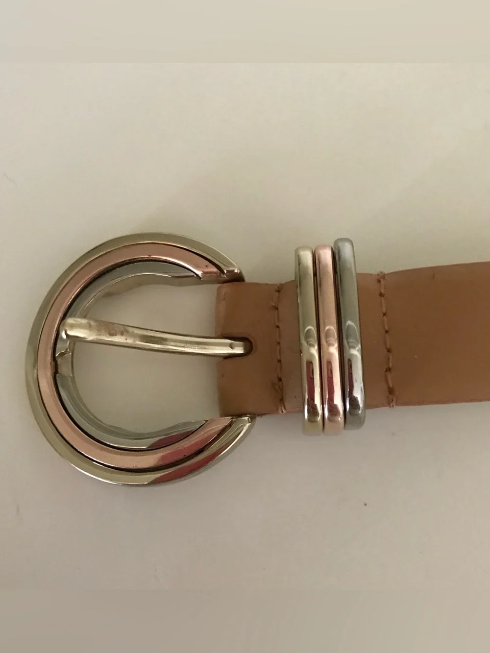 Liz Claiborne Tri-Metal and Caramel Leather Belt